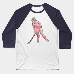 Field Hockey Player: Sand & Blush Pink Baseball T-Shirt